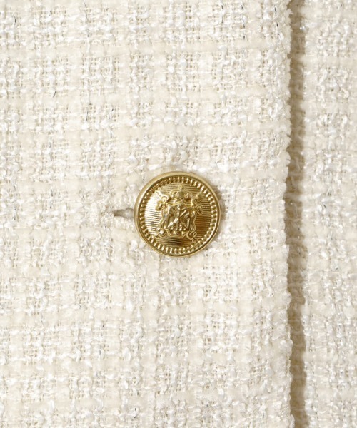 flower（フラワー）の「シャイニーツイードジャケット（ノーカラージャケット・レディース・アイボリー/ブラック・FREE）」の19枚目の写真