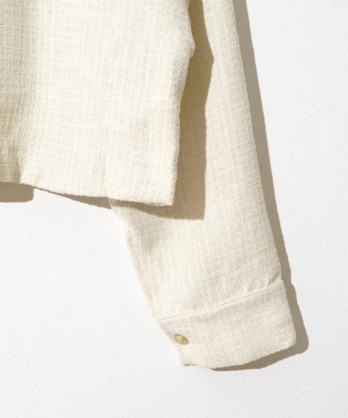 flower（フラワー）の「シャイニーツイードジャケット（ノーカラージャケット・レディース・アイボリー/ブラック・FREE）」の22枚目の写真