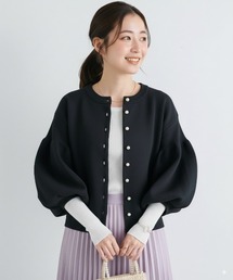 Lateru（ラテル）の「レディース ボリューム袖ニットカーディガン パールボタン 秋冬春 オフィスきれいめ（ニット/セーター）」