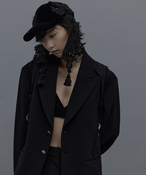 tanakadaisuke/タナカダイスケ】black lei beads velour cap/キャップ