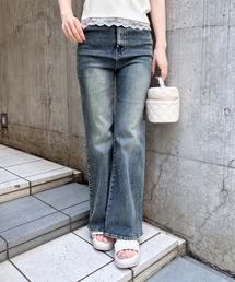 【美脚見え】フレアデニムパンツ