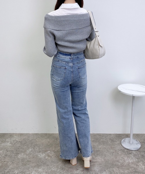 INGNI（イング）の「【WEB限定】フレアデニムパンツ（デニムパンツ・レディース・ブルー系その他/グレー/ブルー系その他4/インディゴブルー・S/M）」の7枚目の写真