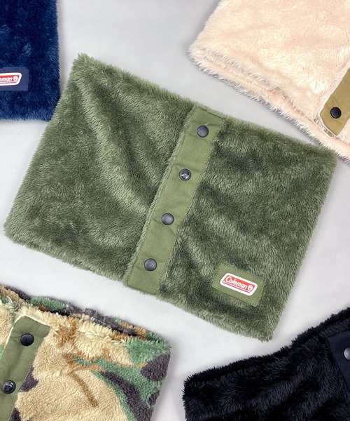 COLEMAN（コールマン）の「【Coleman】コールマン ボタン留め ボアネックウォーマー（ネックウォーマー/スヌード・メンズ・カーキ/ベージュ/カモフラージュ/ネイビー/ブラック・FREE）」の3枚目の写真