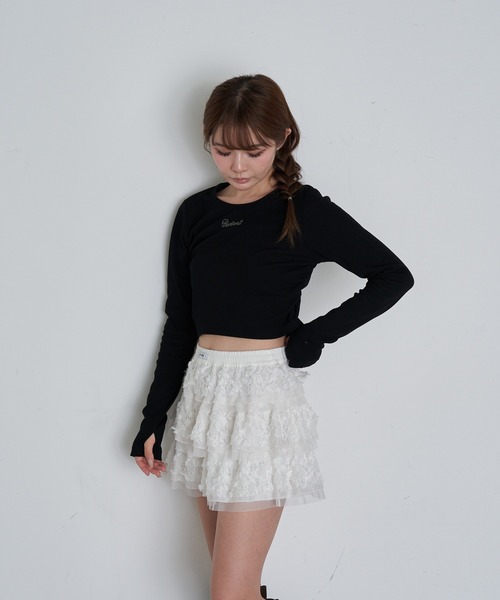 RAY CASSIN（レイカズン）の「ラインストーンロゴチビロンT（Tシャツ/カットソー・レディース・アイボリー/ブラック/チャコールグレー/ブラウン系その他2・FREE）」の14枚目の写真