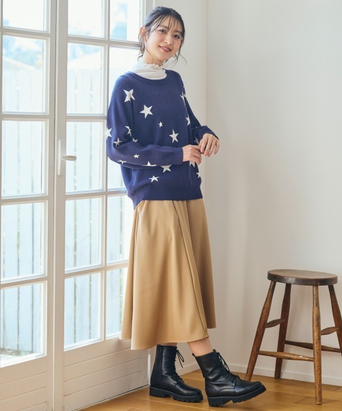 SMILE LAND（スマイルランド）の「＜大きいサイズ＞もちもち素材毎日ジャガードニット（ニット/セーター・レディース・ブラック系/グレー系/ネイビー系・L～LL/3L～4L/5L～6L）」の6枚目の写真