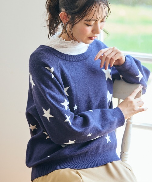 SMILE LAND（スマイルランド）の「＜大きいサイズ＞もちもち素材毎日ジャガードニット（ニット/セーター・レディース・ブラック系/グレー系/ネイビー系・L～LL/3L～4L/5L～6L）」の7枚目の写真