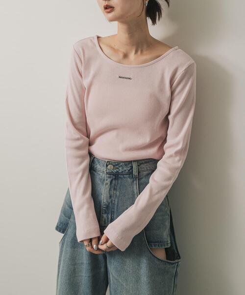 SENSE OF PLACE by URBAN RESEARCH（センスオブプレイスバイアーバンリサーチ）の「プレートツキバレエネックトップ（Tシャツ/カットソー・レディース・ピンク/オフホワイト/チャコールグレー・ONE）」の3枚目の写真