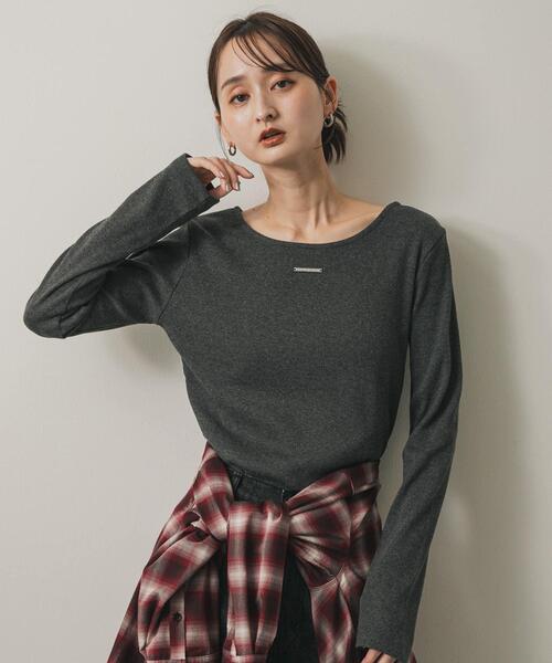 SENSE OF PLACE by URBAN RESEARCH(センスオブプレイスバイアーバンリサーチ)の「プレートツキバレエネックトップ(Tシャツ/カットソー・レディース・ピンク/オフホワイト/チャコールグレー・ONE)」の4枚目の写真