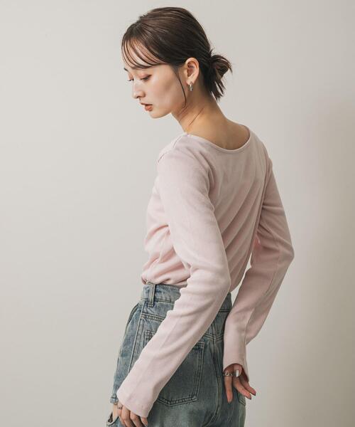 SENSE OF PLACE by URBAN RESEARCH（センスオブプレイスバイアーバンリサーチ）の「プレートツキバレエネックトップ（Tシャツ/カットソー・レディース・ピンク/オフホワイト/チャコールグレー・ONE）」の15枚目の写真