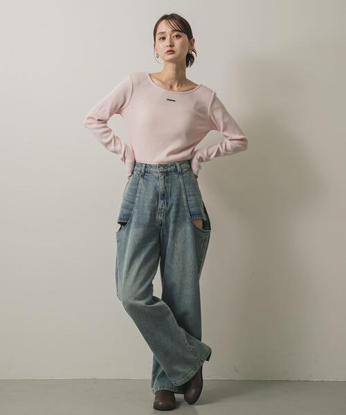 SENSE OF PLACE by URBAN RESEARCH（センスオブプレイスバイアーバンリサーチ）の「プレートツキバレエネックトップ（Tシャツ/カットソー・レディース・ピンク/オフホワイト/チャコールグレー・ONE）」の16枚目の写真