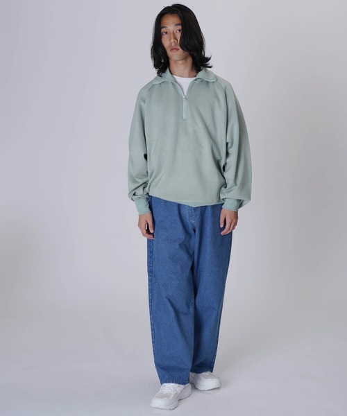 Aphlotus(アプロタス)の「スウェットオーバーサイズハーフジップトレーナー(スウェット・メンズ・グレー/グリーン/ホワイト/ブラック・LARGE/MEDIUM/SMALL)」の10枚目の写真