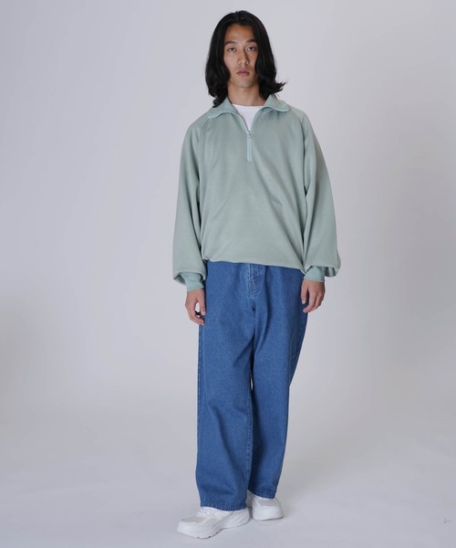 Aphlotus(アプロタス)の「スウェットオーバーサイズハーフジップトレーナー(スウェット・メンズ・グレー/グリーン/ホワイト/ブラック・LARGE/MEDIUM/SMALL)」の11枚目の写真