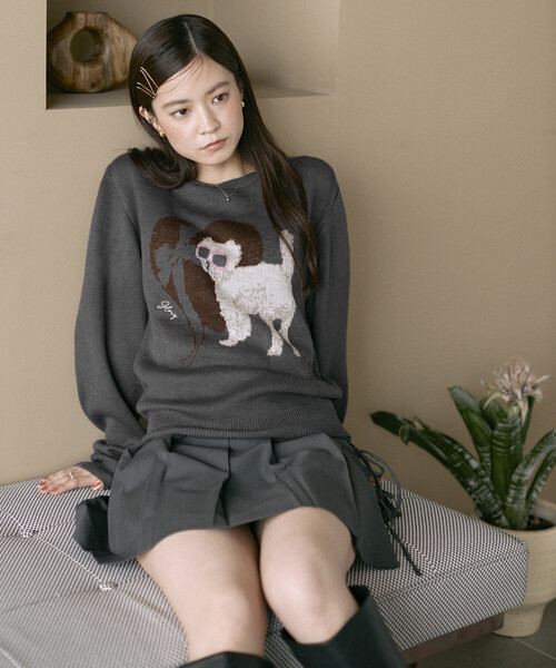 Firsthand（ファーストハンド）の「Firsthand/ファーストハンド スウェットライク アニマルジャガードニット（ニット/セーター・レディース・ブラウン/チャコールグレー・FREE）」の9枚目の写真