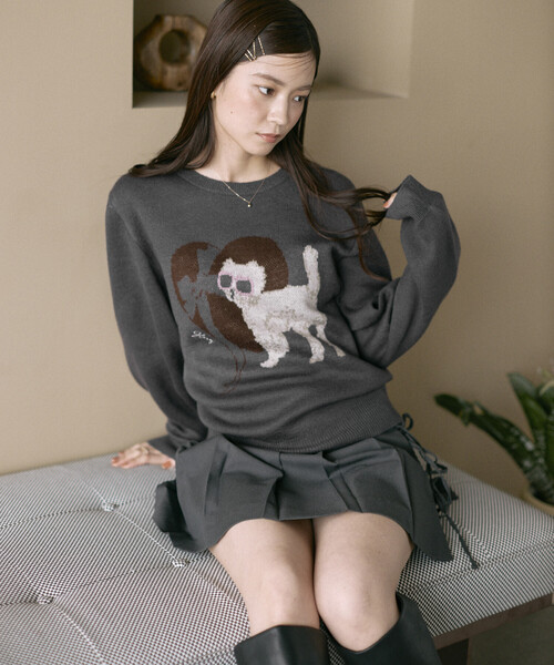 Firsthand（ファーストハンド）の「Firsthand/ファーストハンド スウェットライク アニマルジャガードニット（ニット/セーター・レディース・ブラウン/チャコールグレー・FREE）」の10枚目の写真