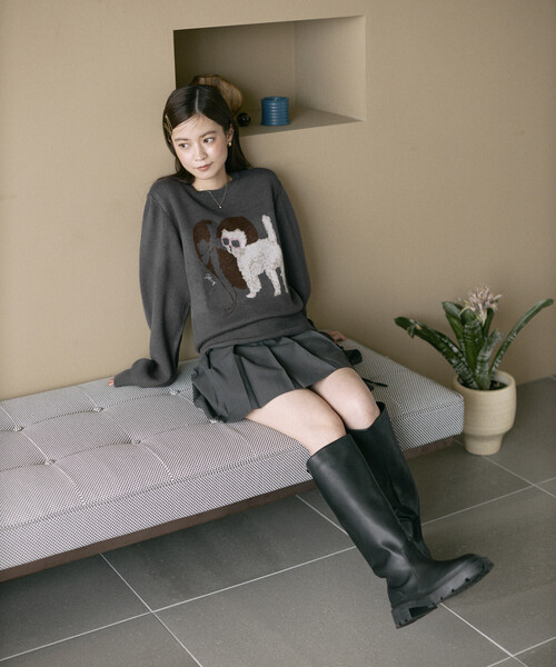 Firsthand（ファーストハンド）の「Firsthand/ファーストハンド スウェットライク アニマルジャガードニット（ニット/セーター・レディース・ブラウン/チャコールグレー・FREE）」の18枚目の写真