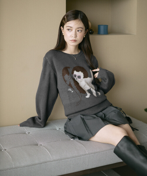 Firsthand（ファーストハンド）の「Firsthand/ファーストハンド スウェットライク アニマルジャガードニット（ニット/セーター・レディース・ブラウン/チャコールグレー・FREE）」の20枚目の写真