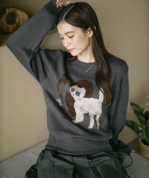 Firsthand（ファーストハンド）の「Firsthand/ファーストハンド スウェットライク アニマルジャガードニット（ニット/セーター・レディース・ブラウン/チャコールグレー・FREE）」の21枚目の写真