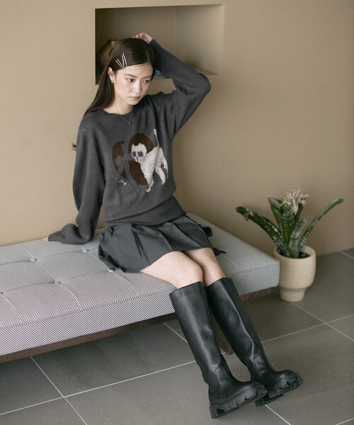 Firsthand（ファーストハンド）の「Firsthand/ファーストハンド スウェットライク アニマルジャガードニット（ニット/セーター・レディース・ブラウン/チャコールグレー・FREE）」の22枚目の写真