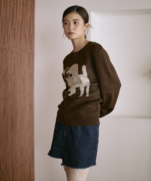 Firsthand（ファーストハンド）の「Firsthand/ファーストハンド スウェットライク アニマルジャガードニット（ニット/セーター・レディース・ブラウン/チャコールグレー・FREE）」の14枚目の写真