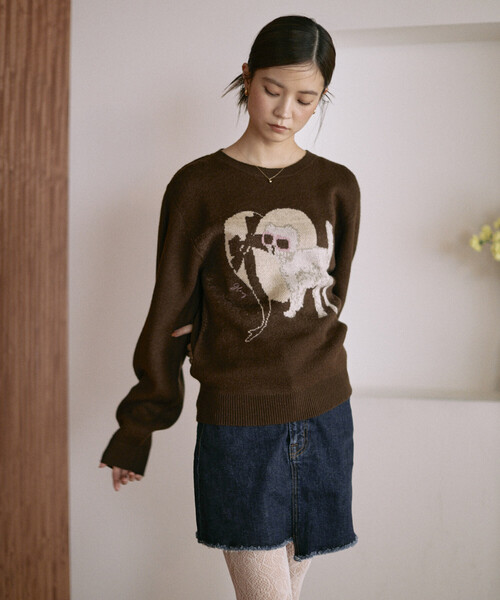Firsthand（ファーストハンド）の「Firsthand/ファーストハンド スウェットライク アニマルジャガードニット（ニット/セーター・レディース・ブラウン/チャコールグレー・FREE）」の15枚目の写真