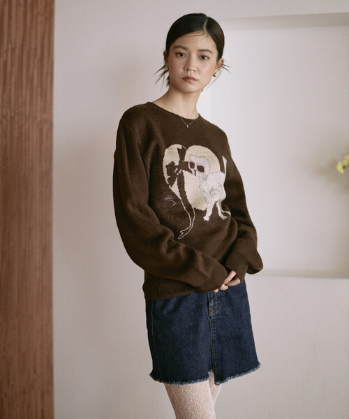 Firsthand（ファーストハンド）の「Firsthand/ファーストハンド スウェットライク アニマルジャガードニット（ニット/セーター・レディース・ブラウン/チャコールグレー・FREE）」の16枚目の写真