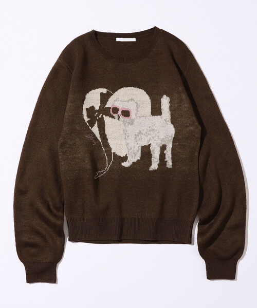 Firsthand（ファーストハンド）の「Firsthand/ファーストハンド スウェットライク アニマルジャガードニット（ニット/セーター・レディース・ブラウン/チャコールグレー・FREE）」の5枚目の写真