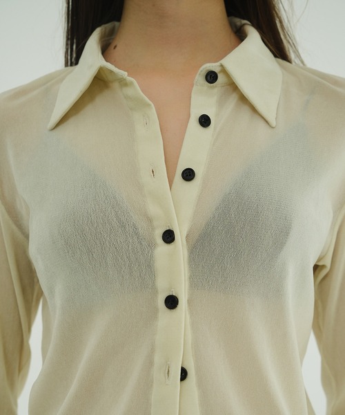 CLANE（クラネ）の「TULLE FLOCKY SHIRTS（シャツ/ブラウス・レディース・アイボリー/ブラック/グリーン・1/2）」の18枚目の写真