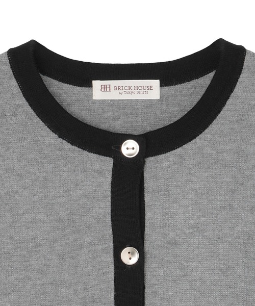 TOKYO SHIRTS（トウキョウシャツ）の「配色 ニットジャケット（カーディガン/ボレロ・レディース・グレー/オフホワイト/ネイビー・M/L）」の6枚目の写真