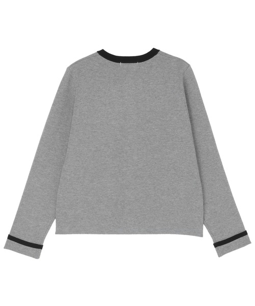 TOKYO SHIRTS（トウキョウシャツ）の「配色 ニットジャケット（カーディガン/ボレロ・レディース・グレー/オフホワイト/ネイビー・M/L）」の5枚目の写真