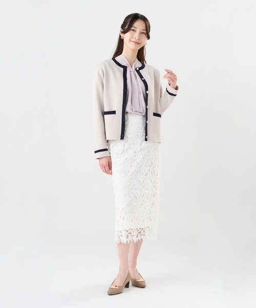 TOKYO SHIRTS（トウキョウシャツ）の「配色 ニットジャケット（カーディガン/ボレロ・レディース・グレー/オフホワイト/ネイビー・M/L）」の19枚目の写真