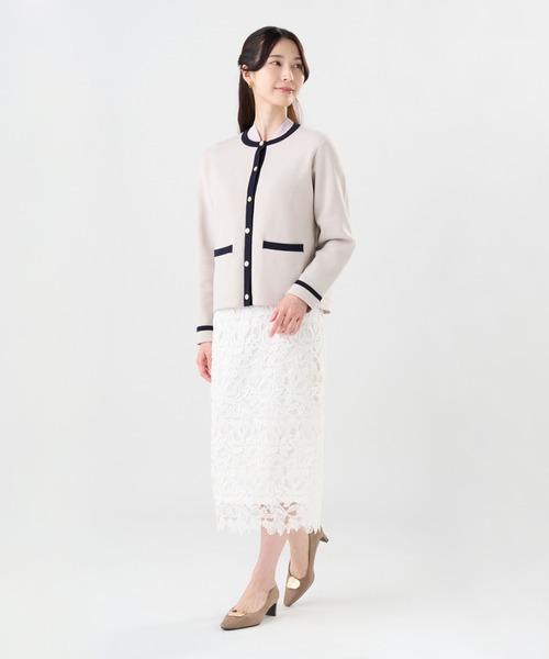 TOKYO SHIRTS（トウキョウシャツ）の「配色 ニットジャケット（カーディガン/ボレロ・レディース・グレー/オフホワイト/ネイビー・M/L）」の20枚目の写真