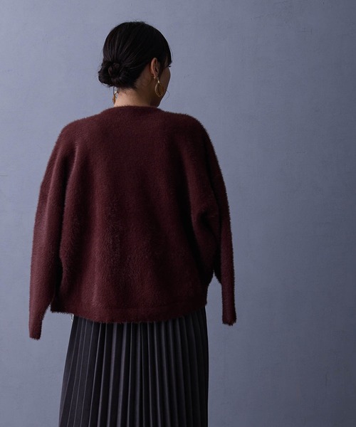 NICOLE white(ニコルホワイト)の「シャギーZIPカーディガン(カーディガン/ボレロ・レディース・グレー/ブラウン/チャコール/オフホワイト/ラベンダー・FREE)」の11枚目の写真