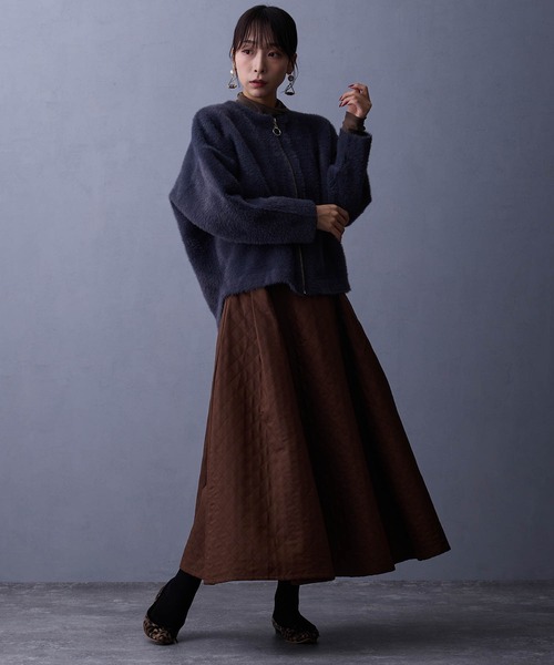 NICOLE white(ニコルホワイト)の「シャギーZIPカーディガン(カーディガン/ボレロ・レディース・グレー/ブラウン/チャコール/オフホワイト/ラベンダー・FREE)」の22枚目の写真