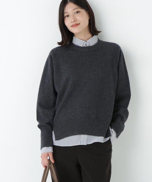 human woman(ヒューマンウーマン)の「◆【ウォッシャブル/7色展開】ウール天竺クルーネックプルオーバー(ニット/セーター・レディース・グレー系その他/ブルー/イエロー/ベージュ/ライトグリーン/ホワイト系その他3/ホワイト系その他・MEDIUM)」の9枚目の写真