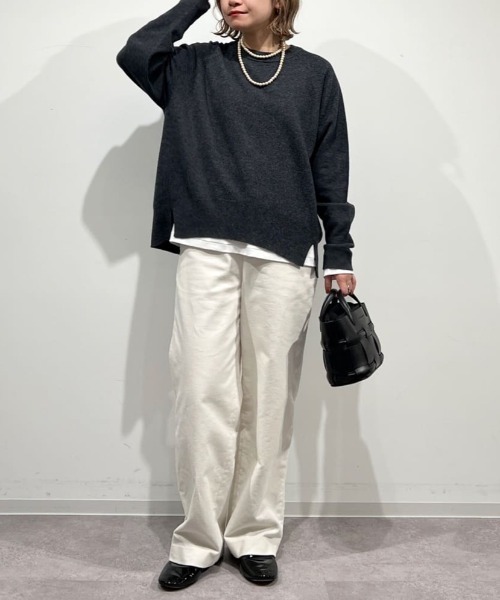 human woman(ヒューマンウーマン)の「◆【ウォッシャブル/7色展開】ウール天竺クルーネックプルオーバー(ニット/セーター・レディース・グレー系その他/ブルー/イエロー/ベージュ/ライトグリーン/ホワイト系その他3/ホワイト系その他・MEDIUM)」の8枚目の写真