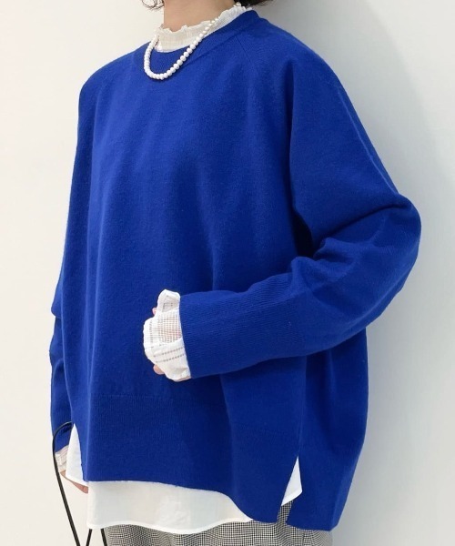 human woman(ヒューマンウーマン)の「◆【ウォッシャブル/7色展開】ウール天竺クルーネックプルオーバー(ニット/セーター・レディース・グレー系その他/ブルー/イエロー/ベージュ/ライトグリーン/ホワイト系その他3/ホワイト系その他・MEDIUM)」の11枚目の写真