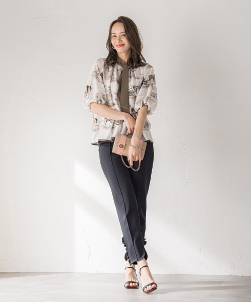 Viaggio Blu（ビアッジョブルー）の「裾フリルパンツ≪洗濯機で洗える≫（その他パンツ・レディース・ブラック/チャコールグレー・M/L/S/XS）」の8枚目の写真