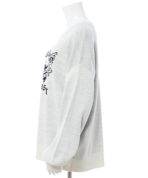 INGNI(イング)の「グラフィックハートロゴニット(ニット/セーター・レディース・グレー系その他3/ホワイト×ブラック/ブラック×ホワイト・M)」の7枚目の写真