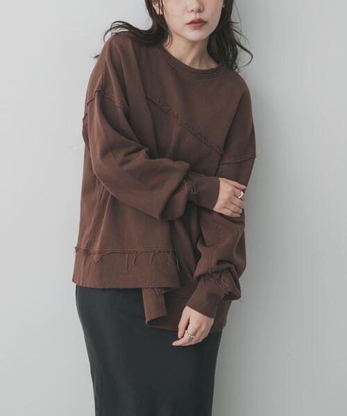 SENSE OF PLACE by URBAN RESEARCH（センスオブプレイスバイアーバンリサーチ）の「キリカエピグメントルーズスウェット（スウェット・レディース・ブラウン/レッド/チャコールグレー・ONE）」の3枚目の写真