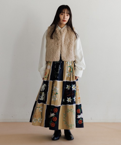 AMERICAN RAG CIE（アメリカンラグシー）の「LEIN パッチワーク刺繍スカート（スカート・レディース・ブラック・FREE）」の12枚目の写真