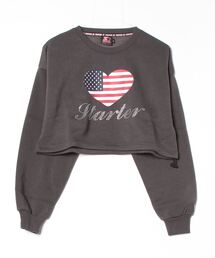 STARTER LADYS スウェットショート丈プリントクルー 裏起毛
