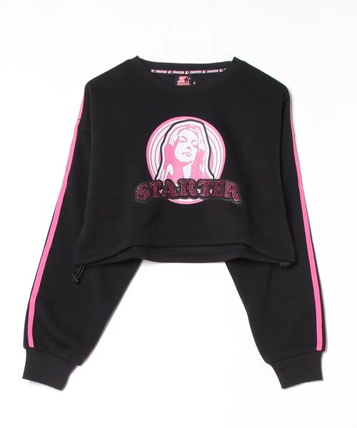 STARTER BLACK LABEL(スターターブラックレーベル)の「STARTER LADYS スウェットショート丈プリントクルー 裏起毛(スウェット・レディース・ブラック/ホワイト/チャコール/ホワイト系その他2/ブラック系その他2/グレー系その他2・FREE)」の4枚目の写真