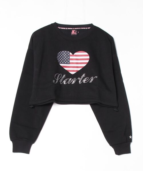 STARTER BLACK LABEL(スターターブラックレーベル)の「STARTER LADYS スウェットショート丈プリントクルー 裏起毛(スウェット・レディース・ブラック/ホワイト/チャコール/ホワイト系その他2/ブラック系その他2/グレー系その他2・FREE)」の3枚目の写真