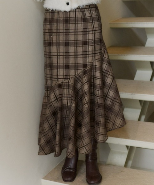 アシンメトリーチェックラメスカート（スカート）｜Olu.（オルドット