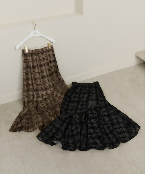 アシンメトリーチェックラメスカート（スカート）｜Olu.（オルドット
