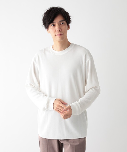 GLOBAL WORK（グローバルワーク）の「Fffit エフィット/温度調節ワッフルレイヤードTシャツ/長袖/606605（Tシャツ/カットソー・メンズ・ホワイト・SMALL/LARGE/X-LARGE/MEDIUM）」の10枚目の写真