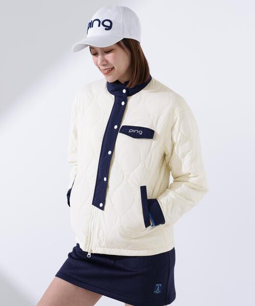 【ホワイト】ストレッチタフタキルティングブルゾン <LADIES LINE> (LADIES) セール】【PING APPAREL】ストレッチタフタキルティングブルゾン