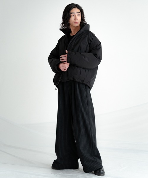 Flannel two tuck wide striped slacks / フランネル2タックワイド