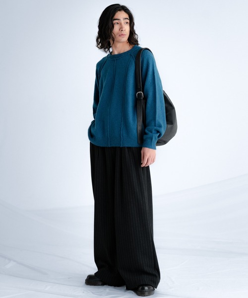 Flannel two tuck wide striped slacks / フランネル2タックワイド