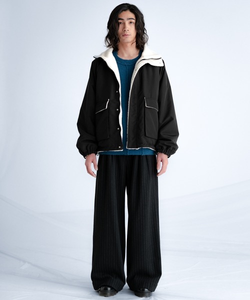 Flannel two tuck wide striped slacks / フランネル2タックワイド